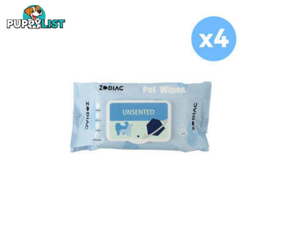 ZODIAC Unscented Pet Wipes 100 Pcs/Bag X4 - V390-ZW0513-4