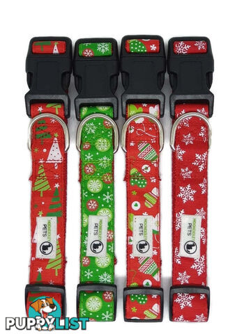 Christmas Dog Collars Adjustable - Moondidley Pets - MDPCOLXMALMIT