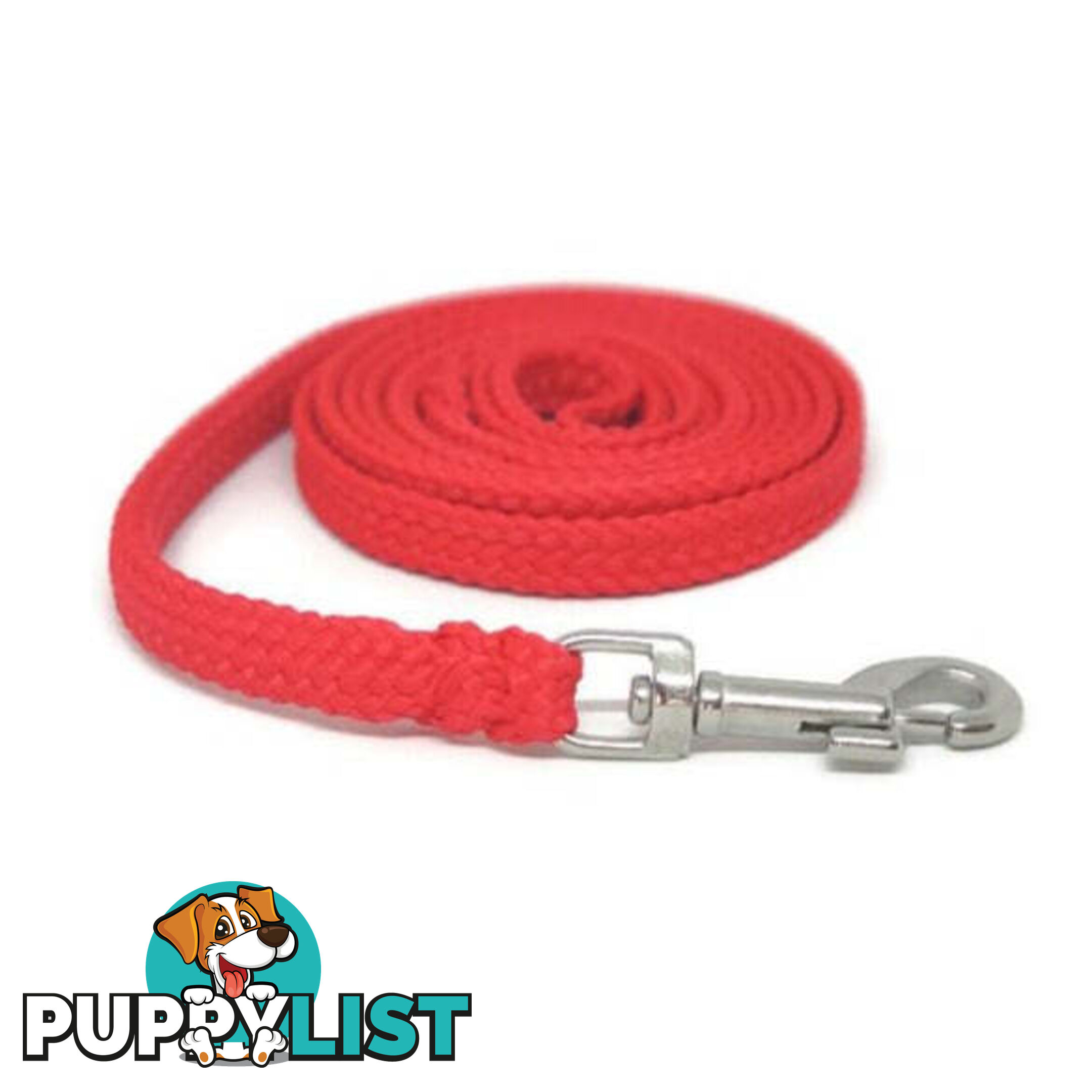 1.8m to 10m Long Dog Lead No Stitching Tough Yarnix 10mm Wide - YNXLD10-1.8-RD-BR