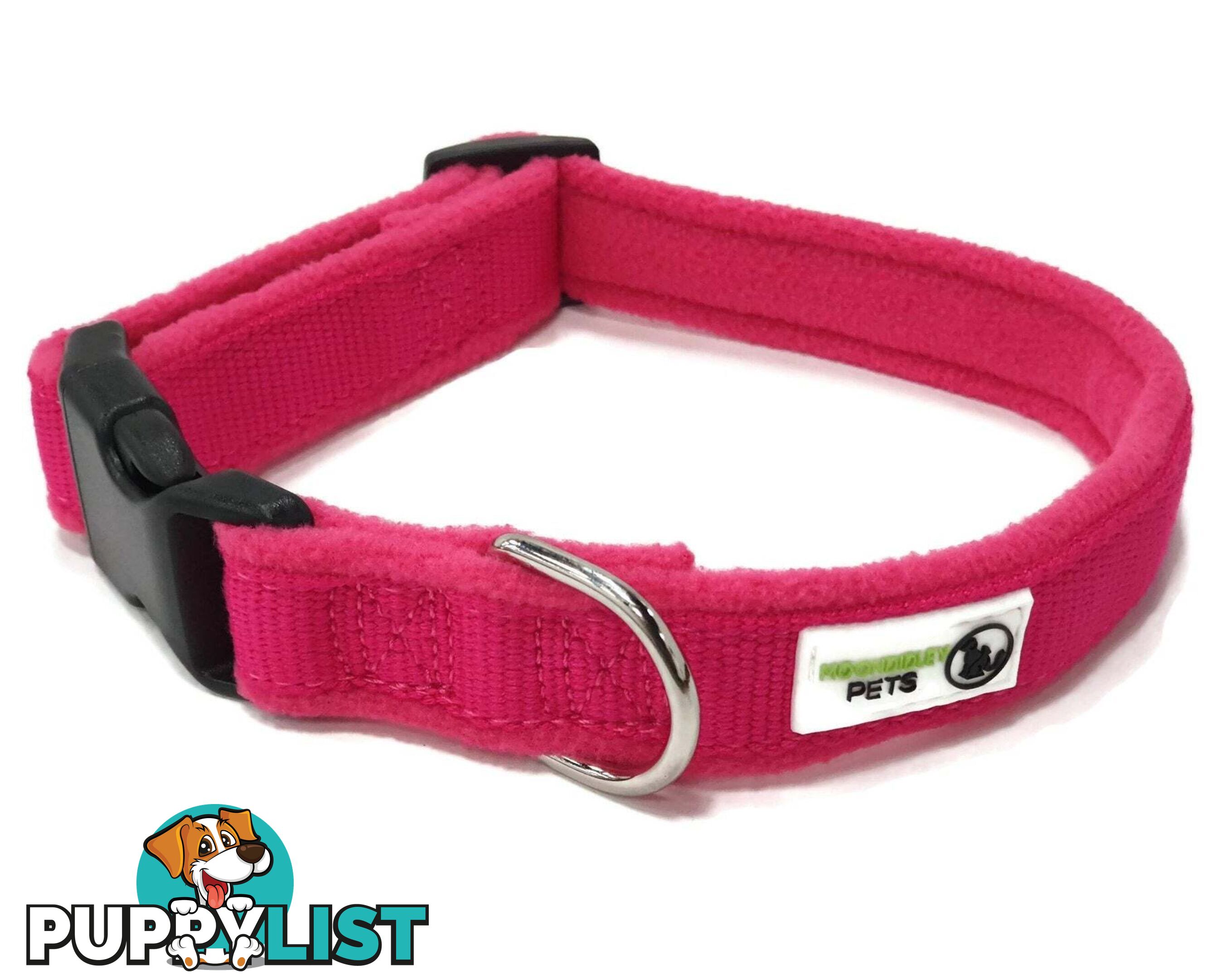 100% Pure Bamboo Fibre w/Fleece Lining Dog Collar Plastic Buckle - Moondidley Pets - MDPCOLFLELPUR