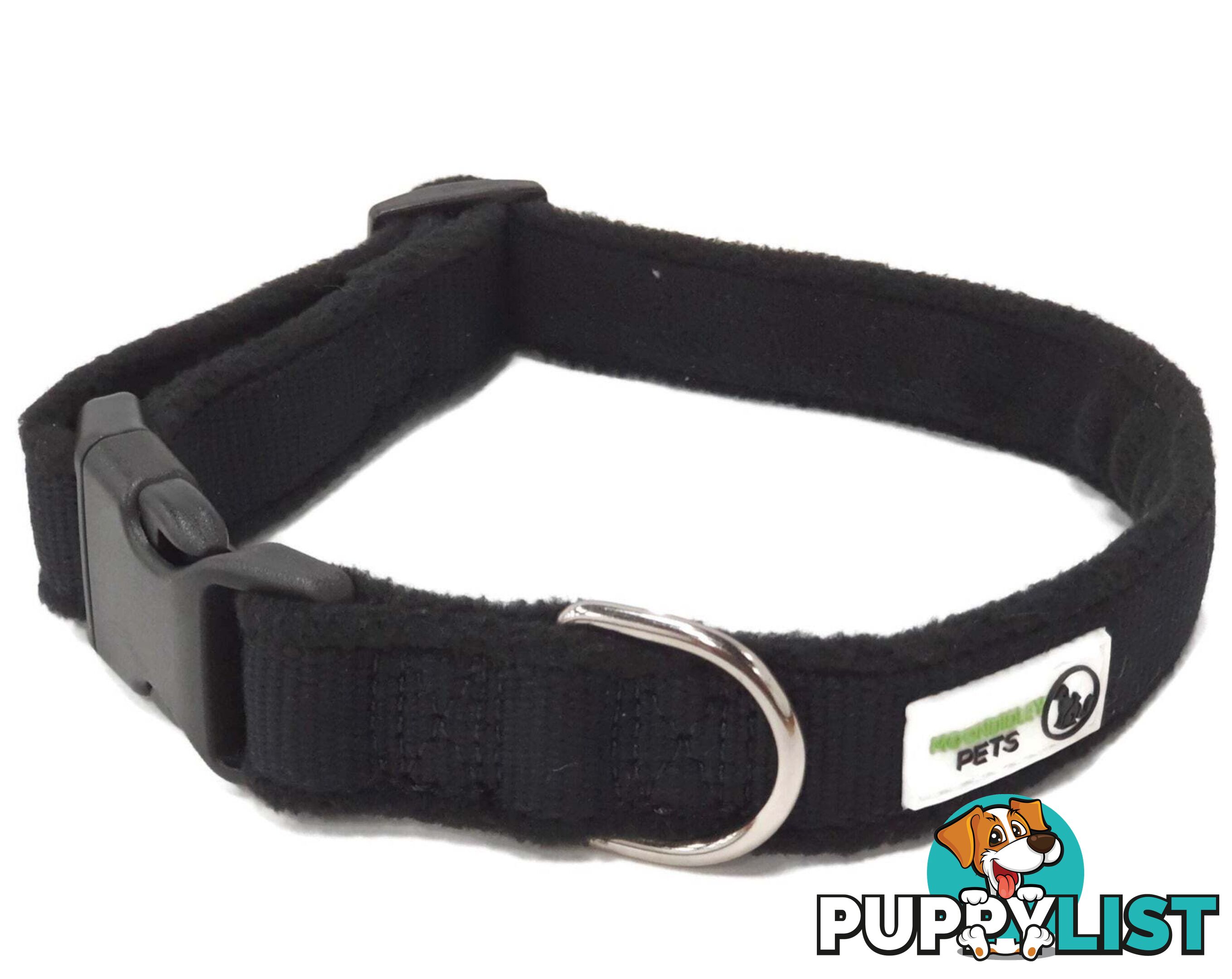 100% Pure Bamboo Fibre w/Fleece Lining Dog Collar Plastic Buckle - Moondidley Pets - MDPCOLFLELPUR