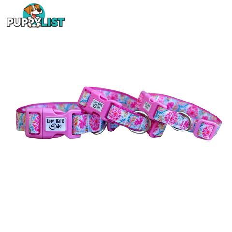 Pink Floral Dog Collar - Hand Made by The Bark Side - TBSFLORLGE