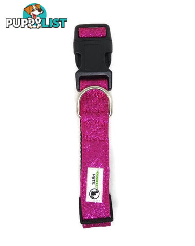 Bling Glitter Overlay Nylon Collar - Breakaway Buckle - Moondidley Pets - MDPCOLBLILHPNK