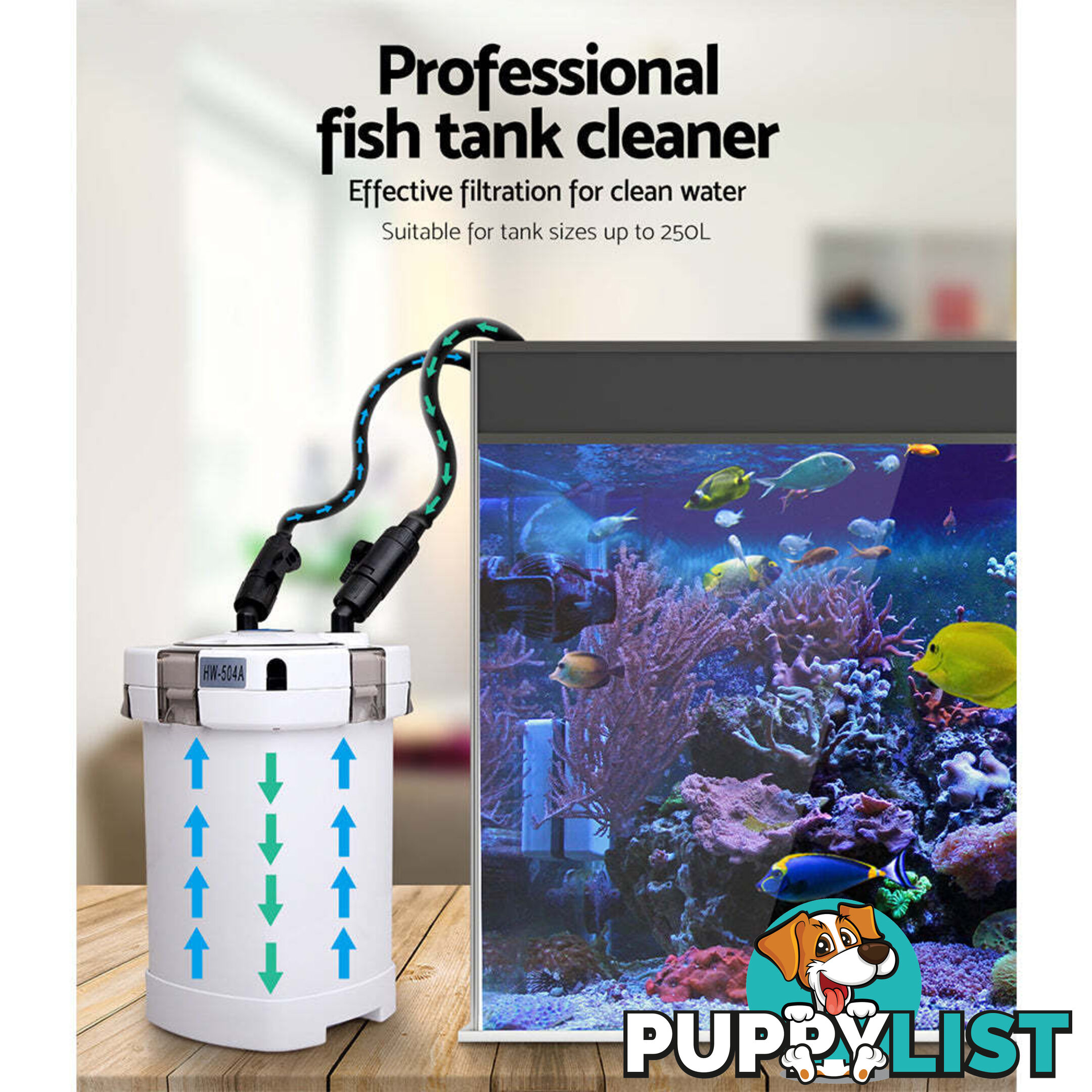 Giantz Aquarium Filter Fish Tank External Canister Water Pump 1250L/H - AQ-FP-HW1250L