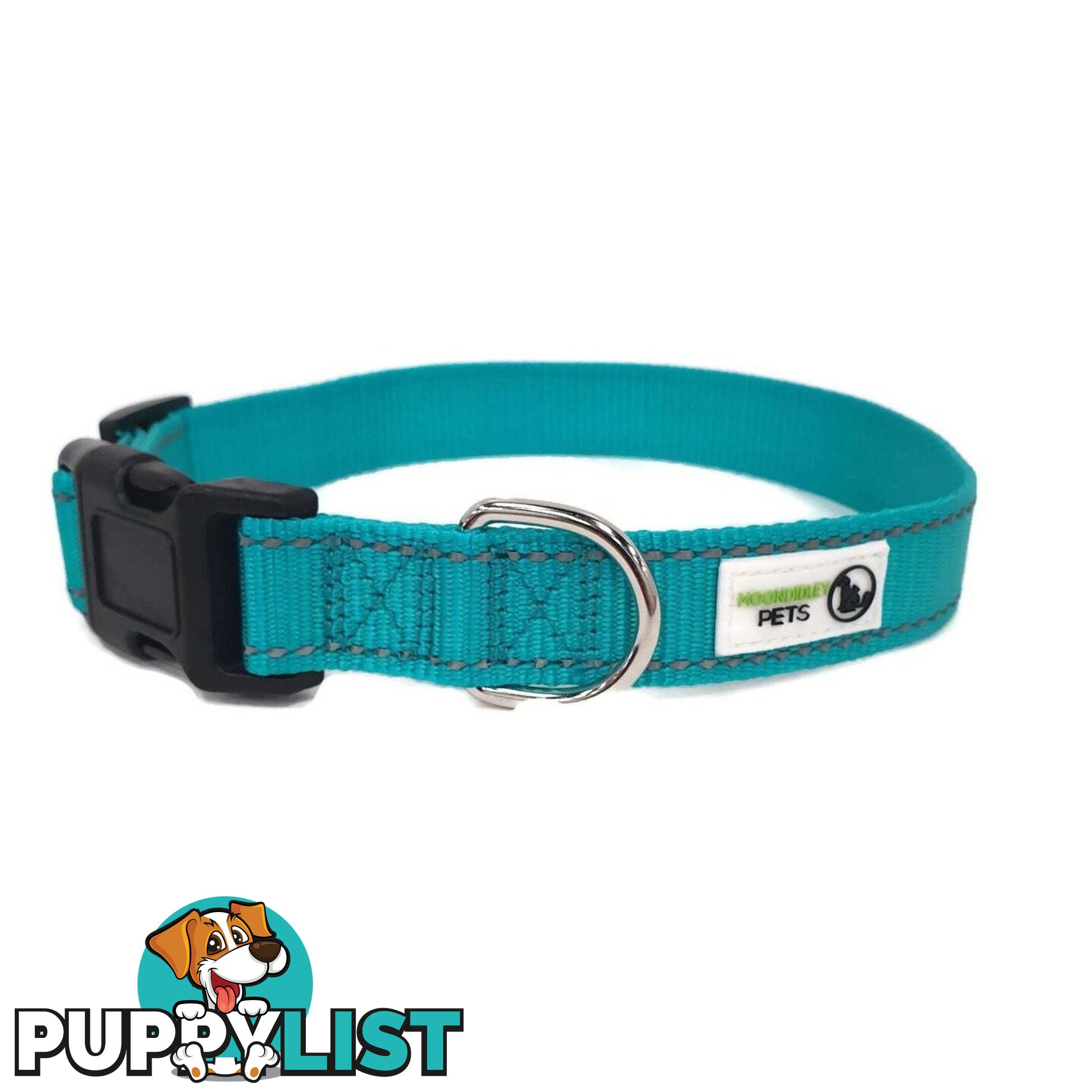 Nylon w/Reflective Stitching Dog Collar - Moondidley Pets - MDPCOLREFXLBLK