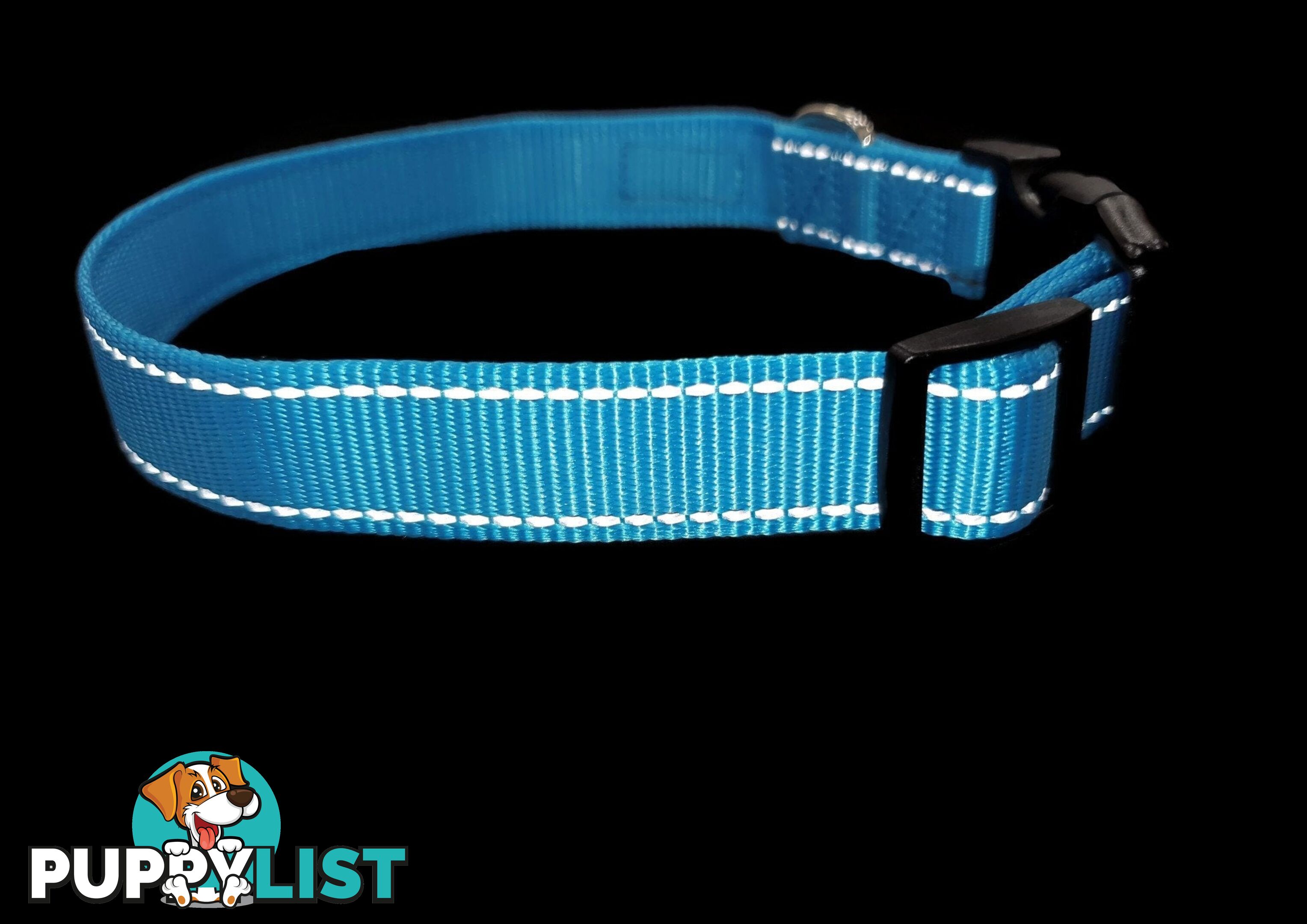 Nylon w/Reflective Stitching Dog Collar - Moondidley Pets - MDPCOLREFXLBLK