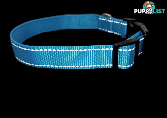 Nylon w/Reflective Stitching Dog Collar - Moondidley Pets - MDPCOLREFXLBLK