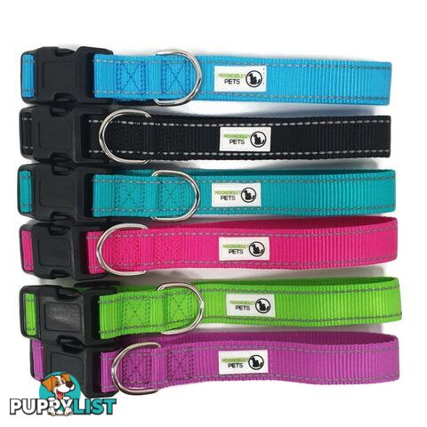 Nylon w/Reflective Stitching Dog Collar - Moondidley Pets - MDPCOLREFXLBLK