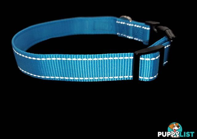 Nylon w/Reflective Stitching Dog Collar - Moondidley Pets - MDPCOLREFXLBLK