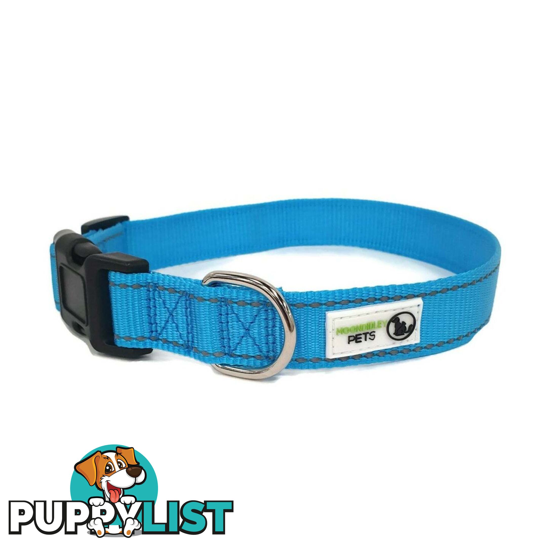 Nylon w/Reflective Stitching Dog Collar - Moondidley Pets - MDPCOLREFXLBLK