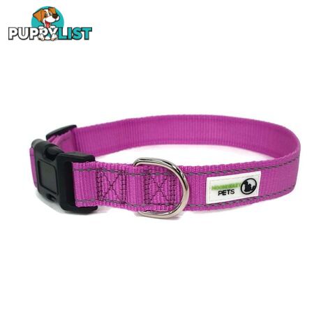 Nylon w/Reflective Stitching Dog Collar - Moondidley Pets - MDPCOLREFXLBLK