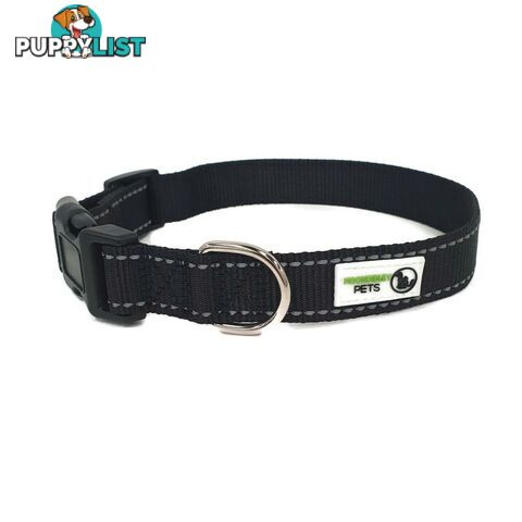 Nylon w/Reflective Stitching Dog Collar - Moondidley Pets - MDPCOLREFXLBLK