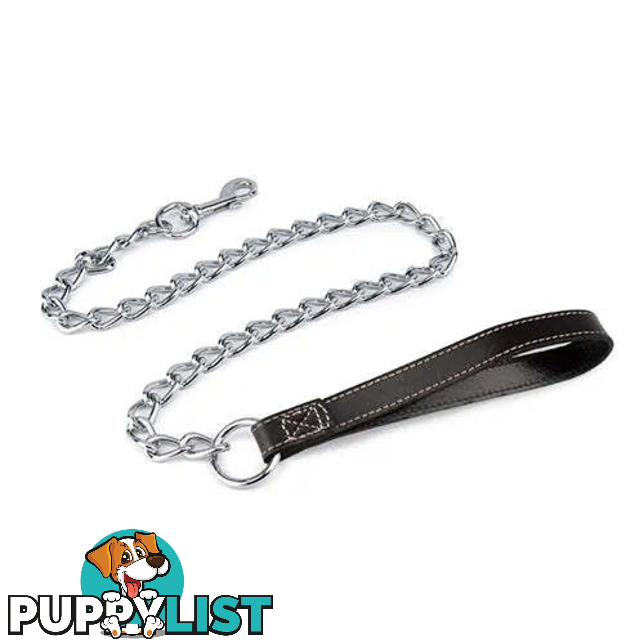 CHAIN LEAD WITH LEATHER HANDLE - BAINBRIDGE - BB-A7100