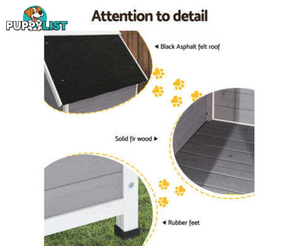 i.Pet Dog Kennel House Wooden Outdoor Indoor Puppy Pet House Weatherproof - PET-GT-DH3M-GW