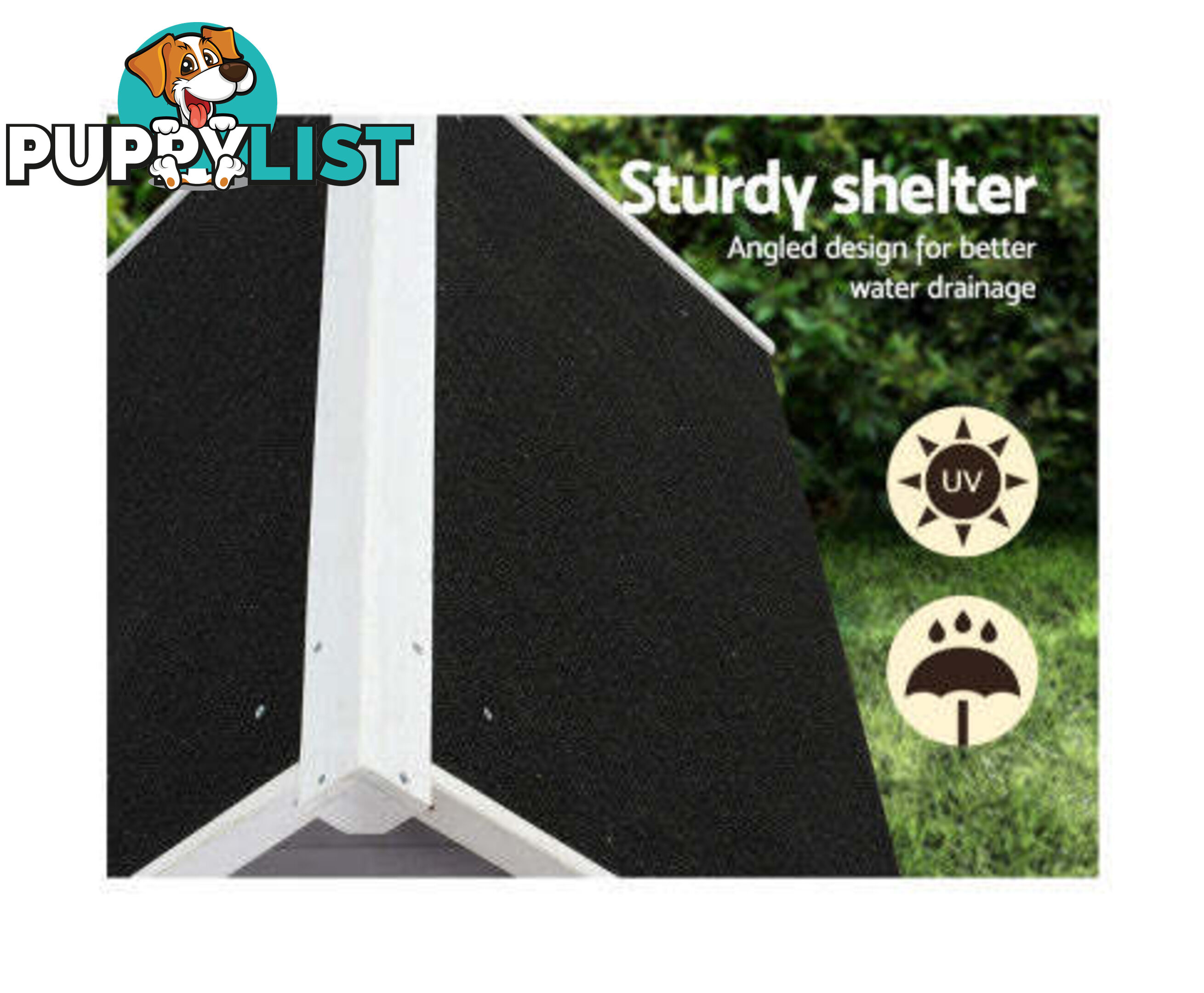 i.Pet Dog Kennel House Wooden Outdoor Indoor Puppy Pet House Weatherproof - PET-GT-DH3M-GW