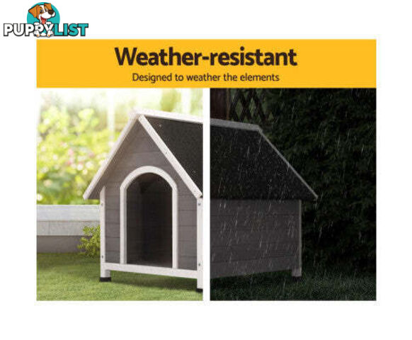 i.Pet Dog Kennel House Wooden Outdoor Indoor Puppy Pet House Weatherproof - PET-GT-DH3M-GW