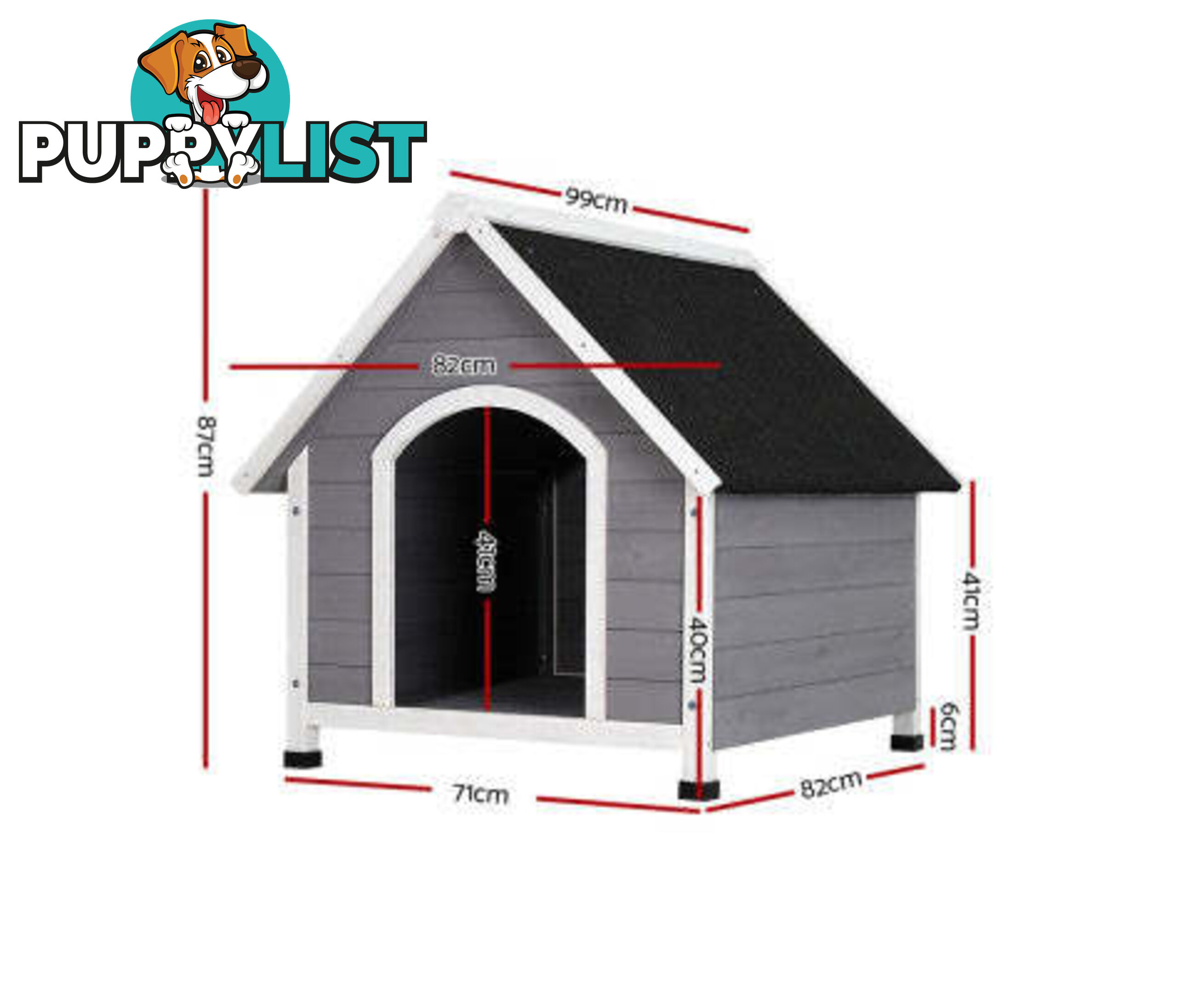 i.Pet Dog Kennel House Wooden Outdoor Indoor Puppy Pet House Weatherproof - PET-GT-DH3M-GW