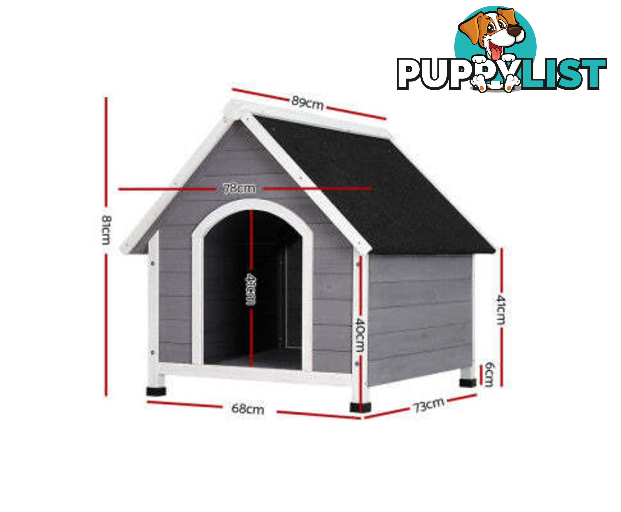 i.Pet Dog Kennel House Wooden Outdoor Indoor Puppy Pet House Weatherproof - PET-GT-DH3M-GW
