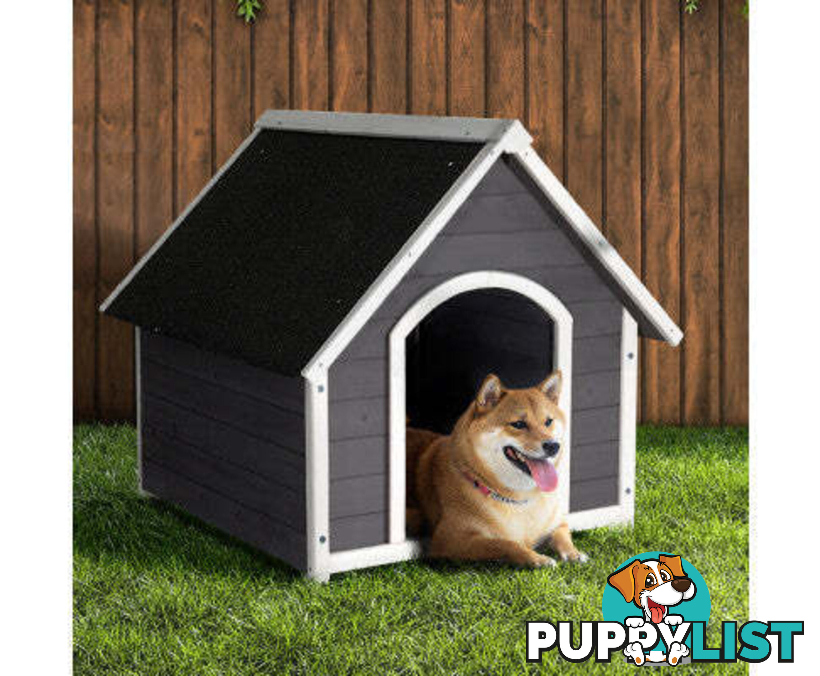 i.Pet Dog Kennel House Wooden Outdoor Indoor Puppy Pet House Weatherproof - PET-GT-DH3M-GW