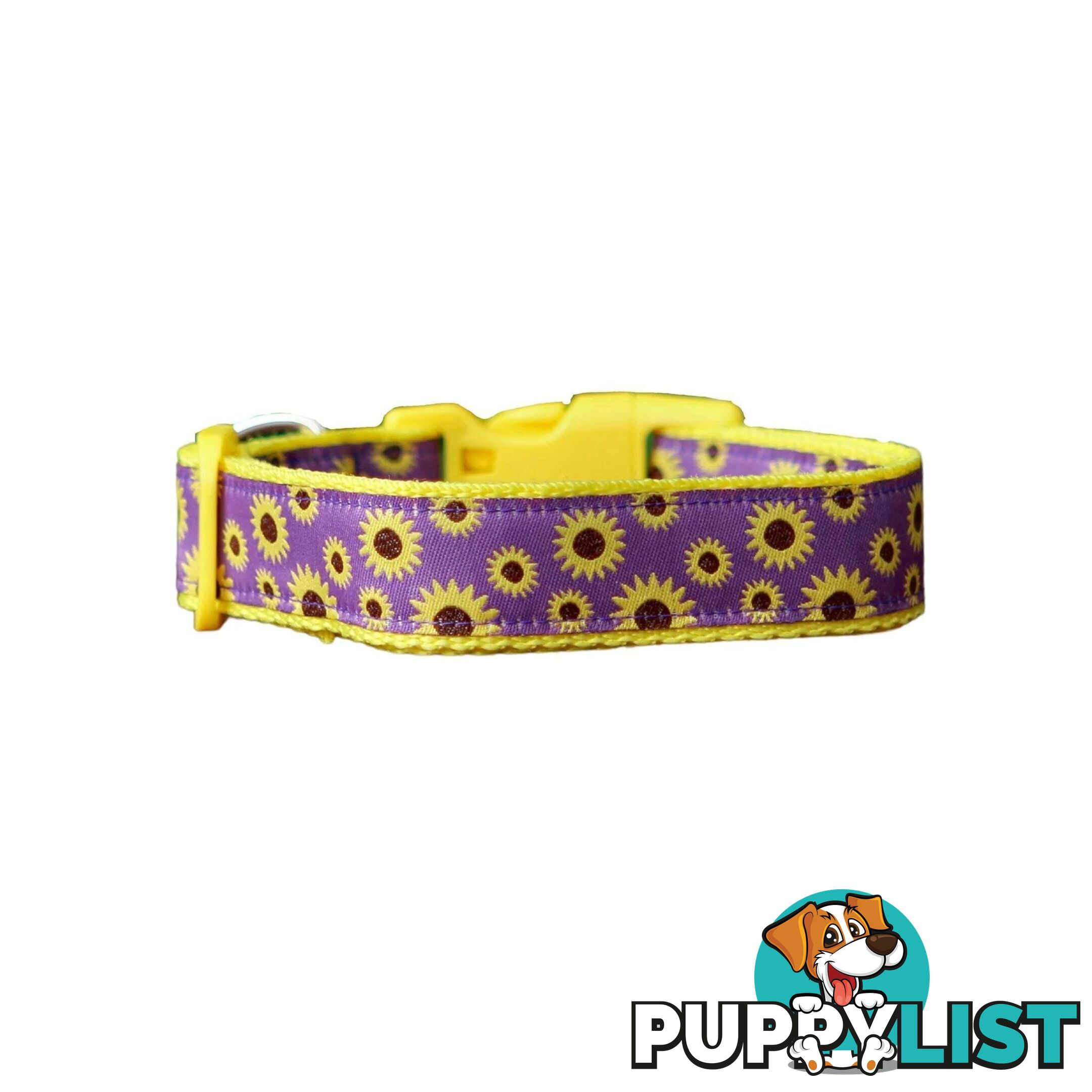 Sunflower Dog Collar - Hand Made by The Bark Side - TBSSUNSMLPUR