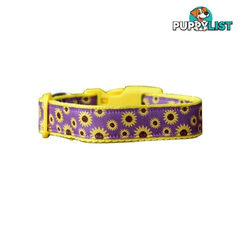 Sunflower Dog Collar - Hand Made by The Bark Side - TBSSUNSMLPUR