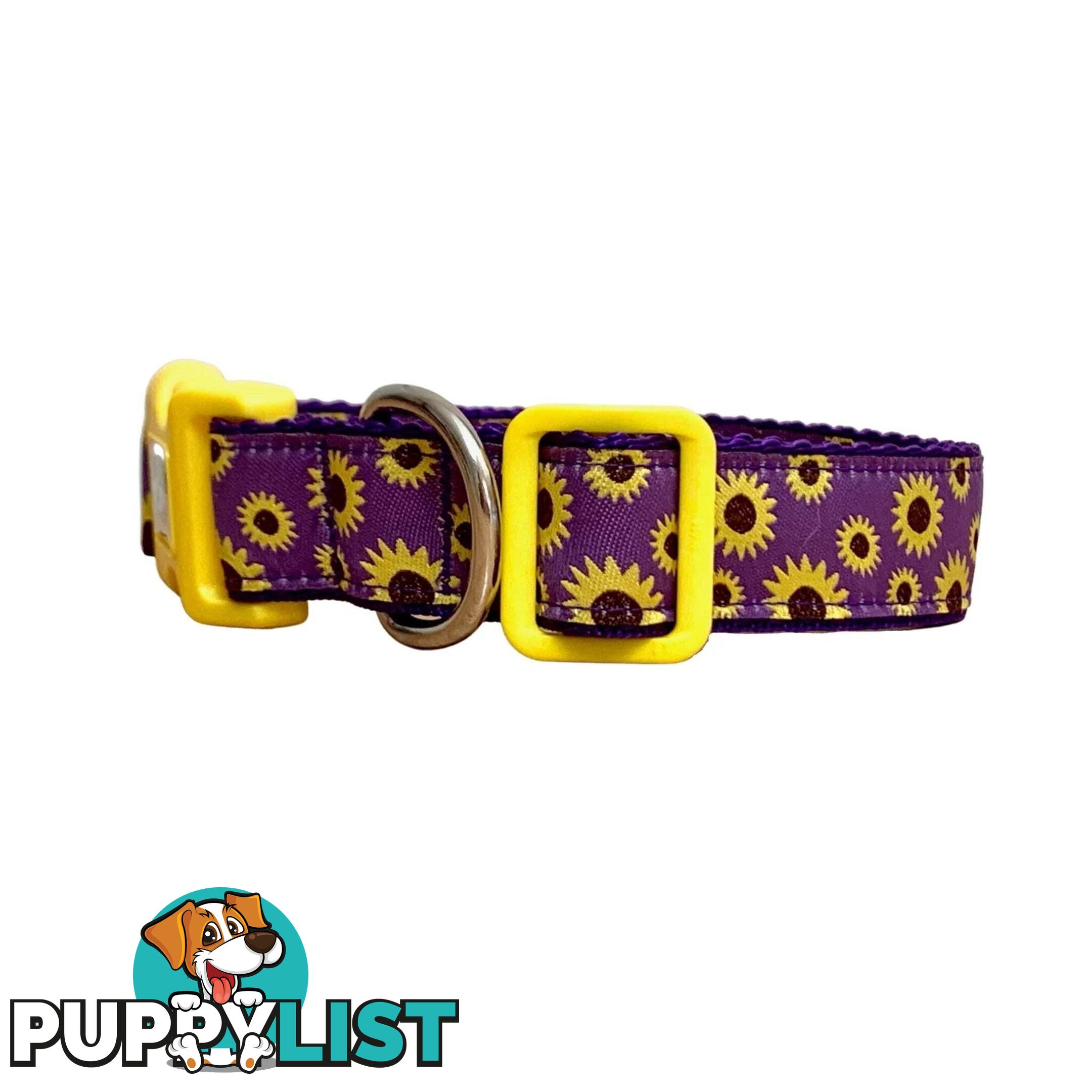 Sunflower Dog Collar - Hand Made by The Bark Side - TBSSUNSMLPUR
