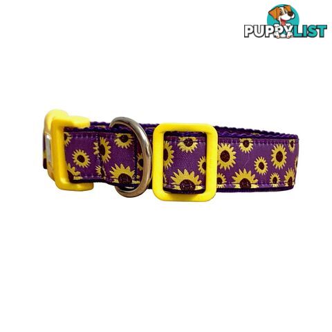 Sunflower Dog Collar - Hand Made by The Bark Side - TBSSUNSMLPUR