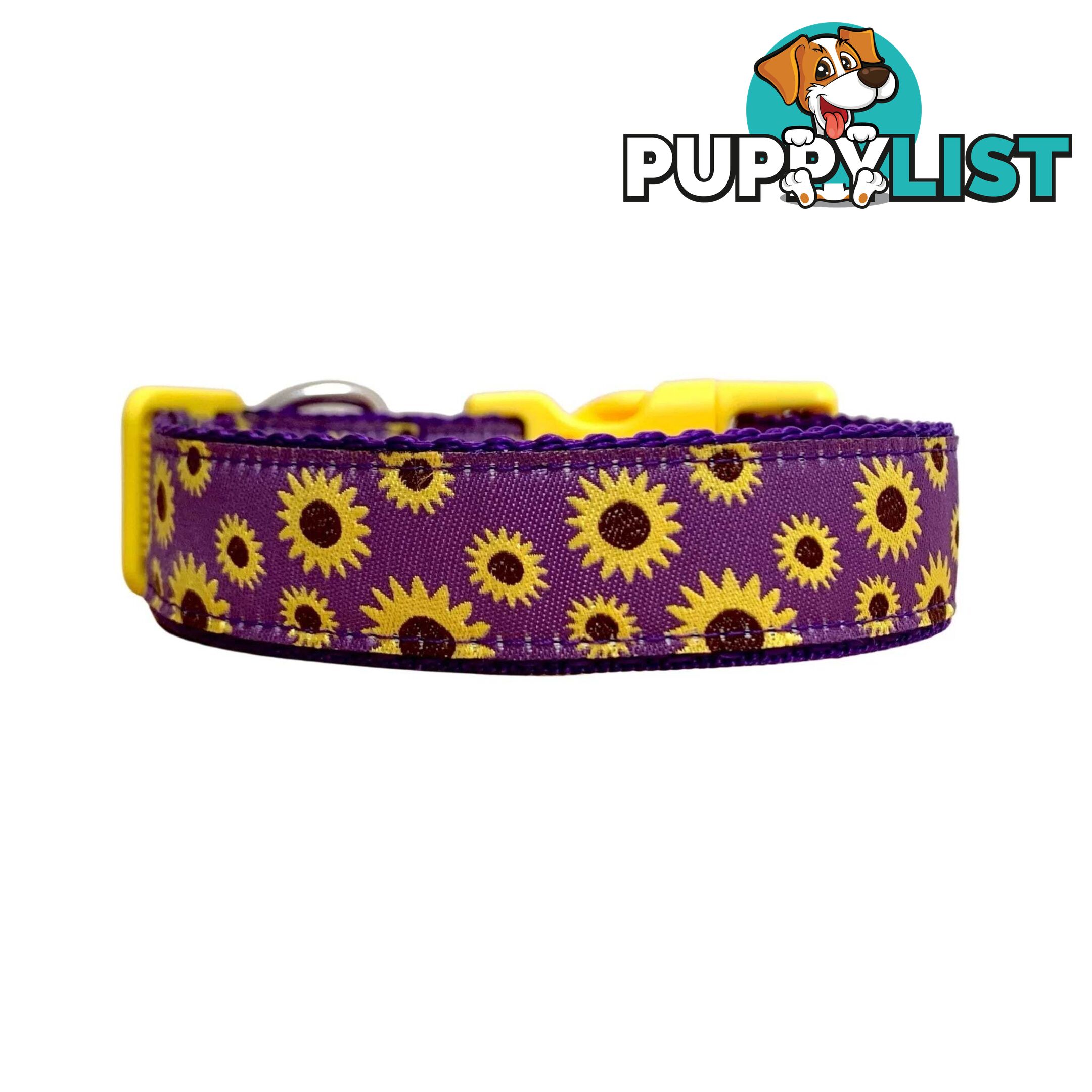 Sunflower Dog Collar - Hand Made by The Bark Side - TBSSUNSMLPUR