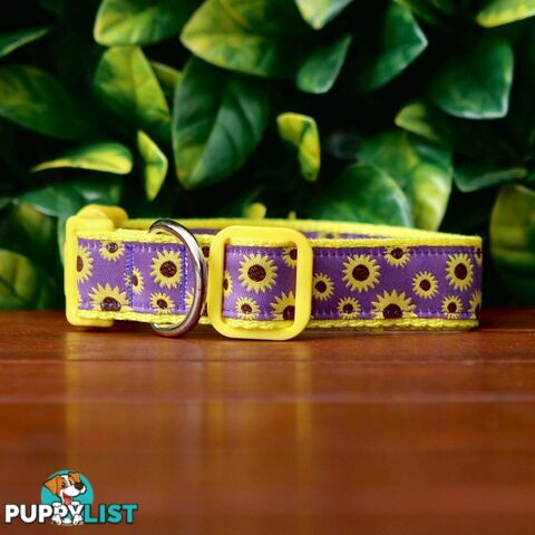 Sunflower Dog Collar - Hand Made by The Bark Side - TBSSUNSMLPUR