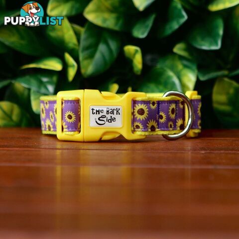 Sunflower Dog Collar - Hand Made by The Bark Side - TBSSUNSMLPUR