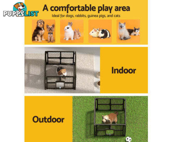 i.Pet Pet Dog Playpen Enclosure Panel Fence Puppy Cage Plastic Play Pen Foldable - PET-DOGPLAYPEN-PL-6-BR