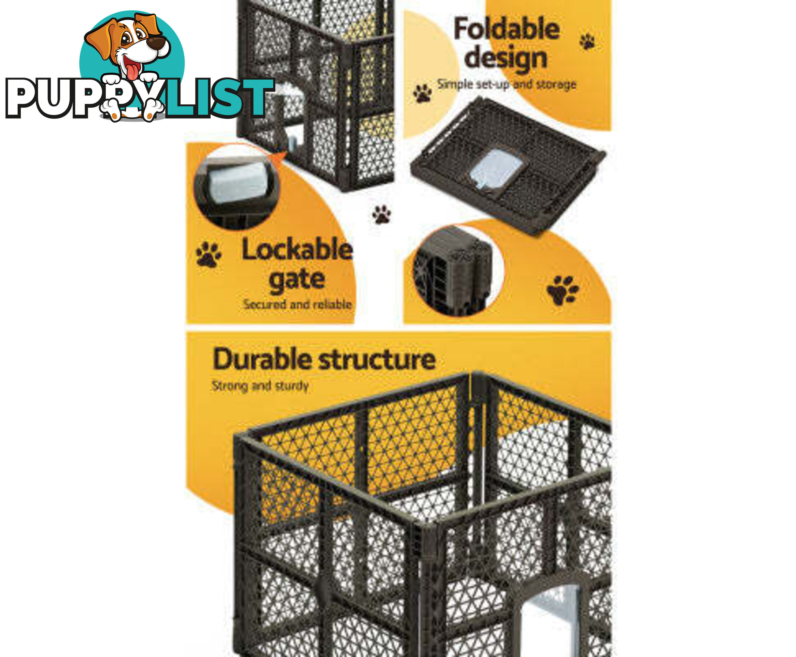 i.Pet Pet Dog Playpen Enclosure Panel Fence Puppy Cage Plastic Play Pen Foldable - PET-DOGPLAYPEN-PL-6-BR