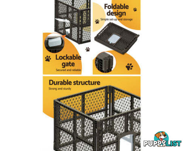 i.Pet Pet Dog Playpen Enclosure Panel Fence Puppy Cage Plastic Play Pen Foldable - PET-DOGPLAYPEN-PL-6-BR