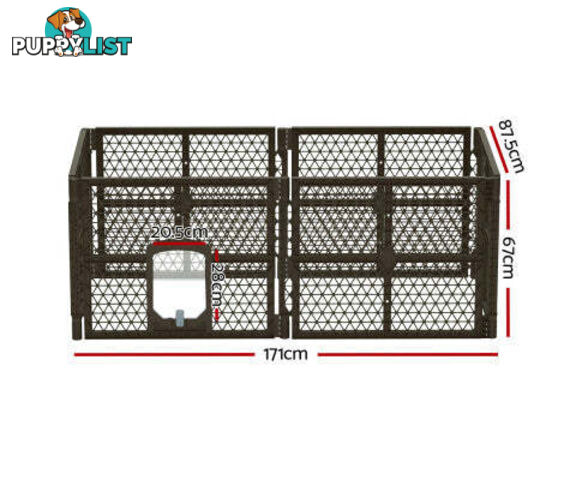 i.Pet Pet Dog Playpen Enclosure Panel Fence Puppy Cage Plastic Play Pen Foldable - PET-DOGPLAYPEN-PL-6-BR