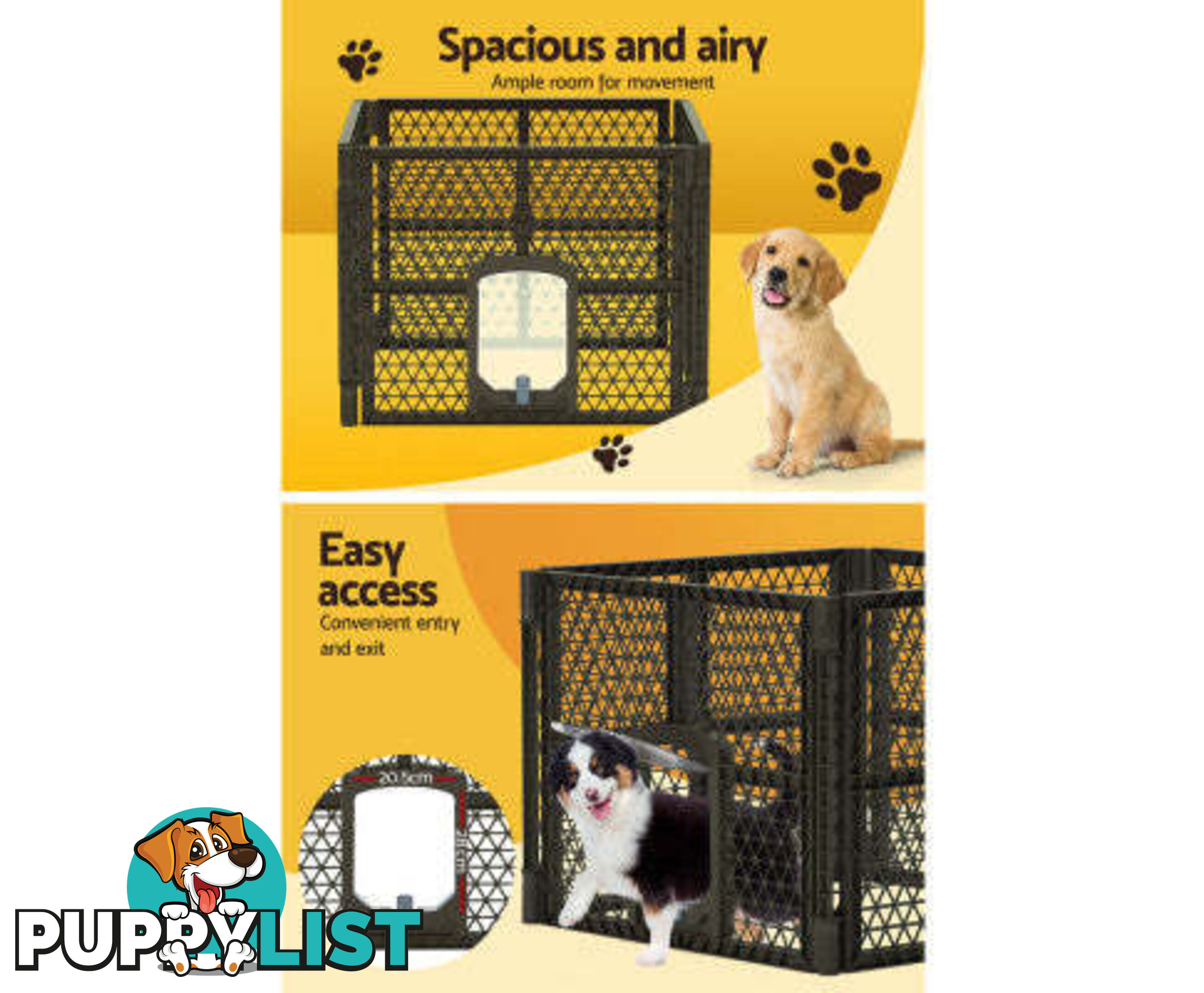 i.Pet Pet Dog Playpen Enclosure Panel Fence Puppy Cage Plastic Play Pen Foldable - PET-DOGPLAYPEN-PL-6-BR