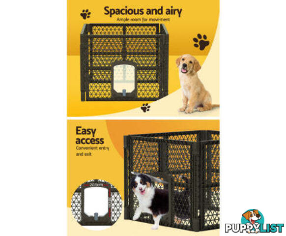 i.Pet Pet Dog Playpen Enclosure Panel Fence Puppy Cage Plastic Play Pen Foldable - PET-DOGPLAYPEN-PL-6-BR