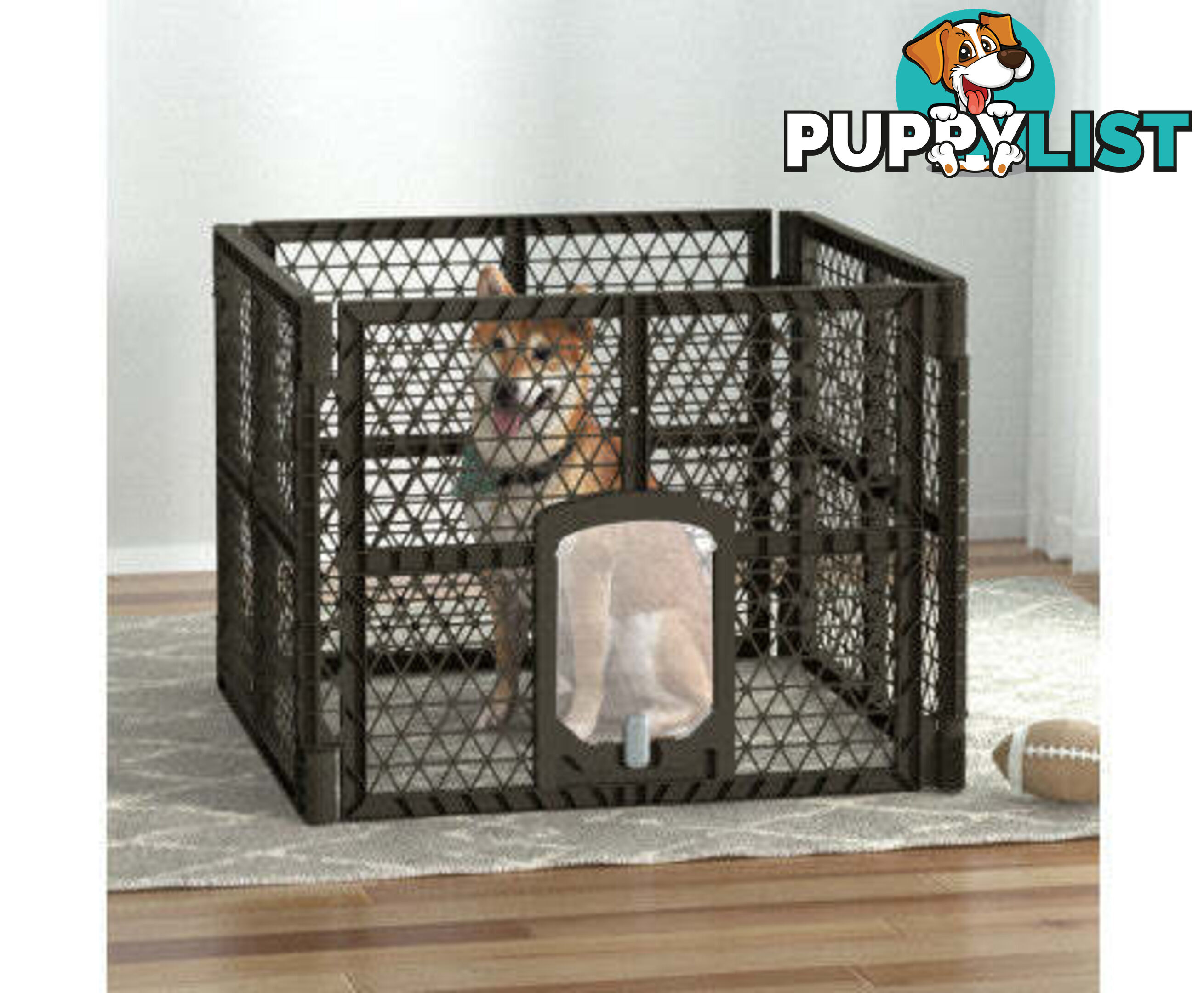 i.Pet Pet Dog Playpen Enclosure Panel Fence Puppy Cage Plastic Play Pen Foldable - PET-DOGPLAYPEN-PL-6-BR