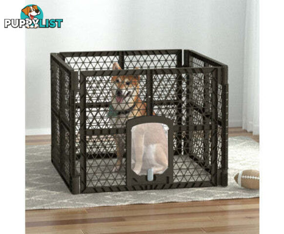 i.Pet Pet Dog Playpen Enclosure Panel Fence Puppy Cage Plastic Play Pen Foldable - PET-DOGPLAYPEN-PL-6-BR