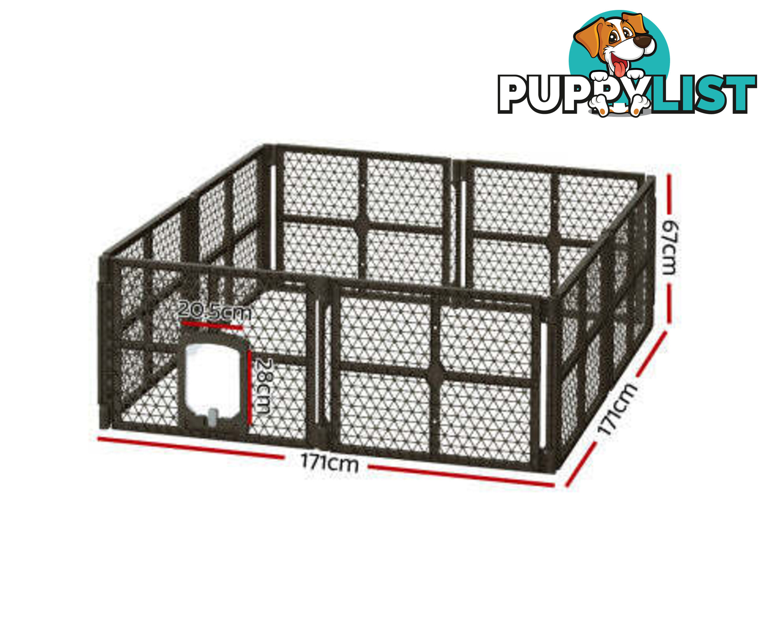 i.Pet Pet Dog Playpen Enclosure Panel Fence Puppy Cage Plastic Play Pen Foldable - PET-DOGPLAYPEN-PL-6-BR