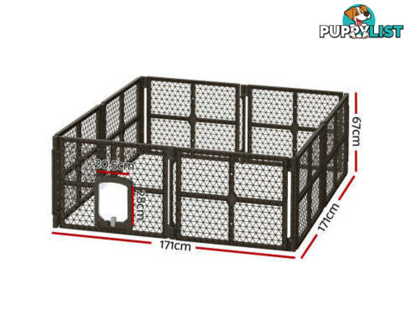 i.Pet Pet Dog Playpen Enclosure Panel Fence Puppy Cage Plastic Play Pen Foldable - PET-DOGPLAYPEN-PL-6-BR