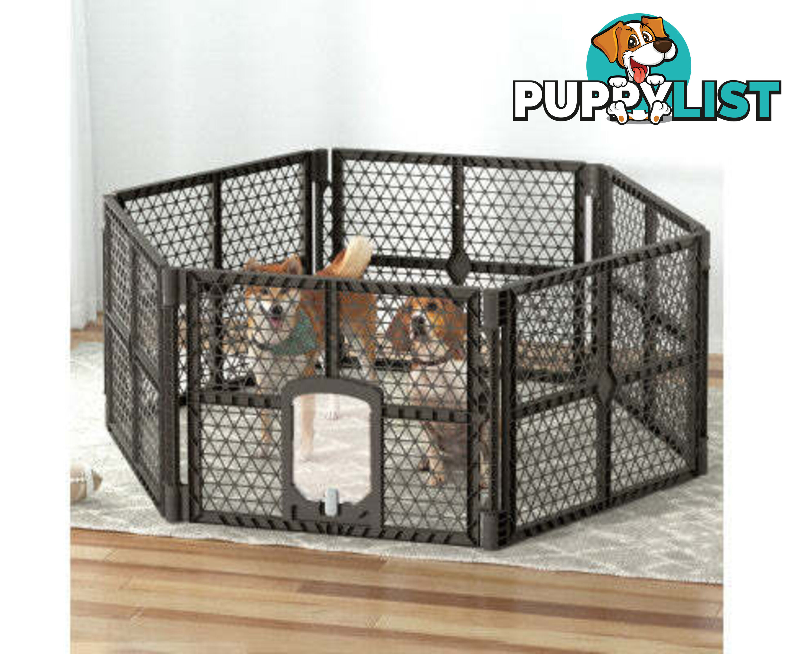 i.Pet Pet Dog Playpen Enclosure Panel Fence Puppy Cage Plastic Play Pen Foldable - PET-DOGPLAYPEN-PL-6-BR