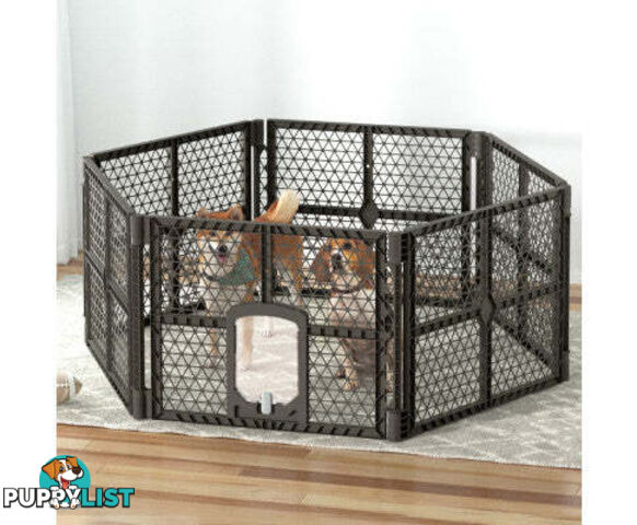 i.Pet Pet Dog Playpen Enclosure Panel Fence Puppy Cage Plastic Play Pen Foldable - PET-DOGPLAYPEN-PL-6-BR