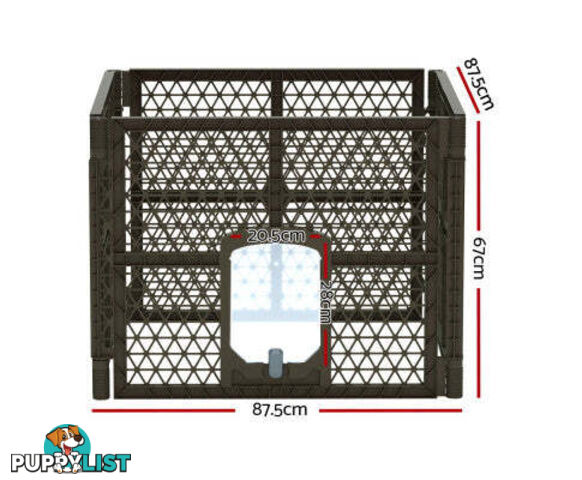 i.Pet Pet Dog Playpen Enclosure Panel Fence Puppy Cage Plastic Play Pen Foldable - PET-DOGPLAYPEN-PL-6-BR