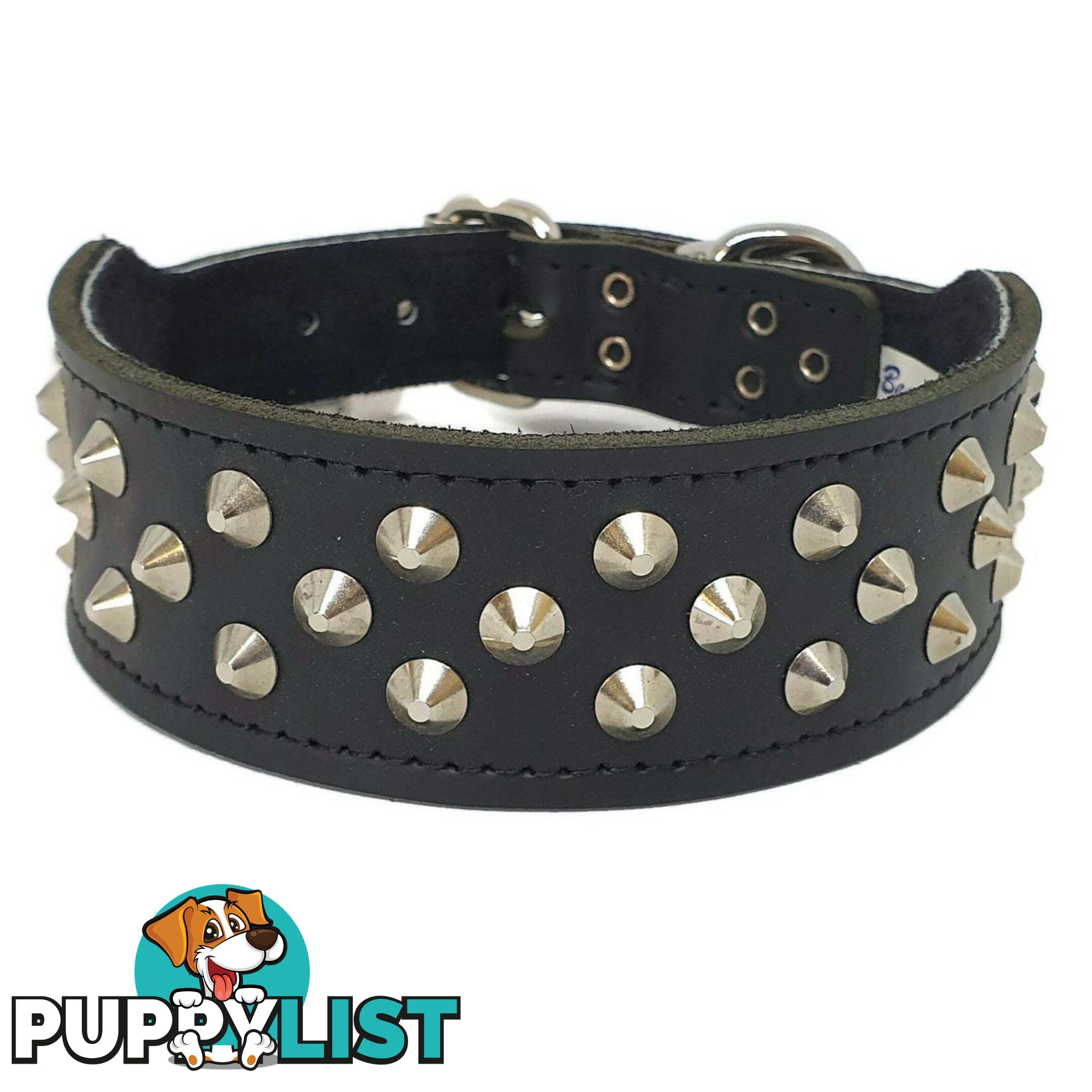 Staffy Leather Studded Dog Collar - Beau Pets - JPP-1043-BLK