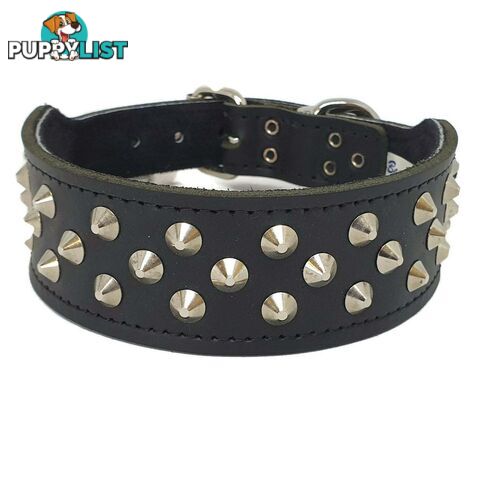 Staffy Leather Studded Dog Collar - Beau Pets - JPP-1043-BLK