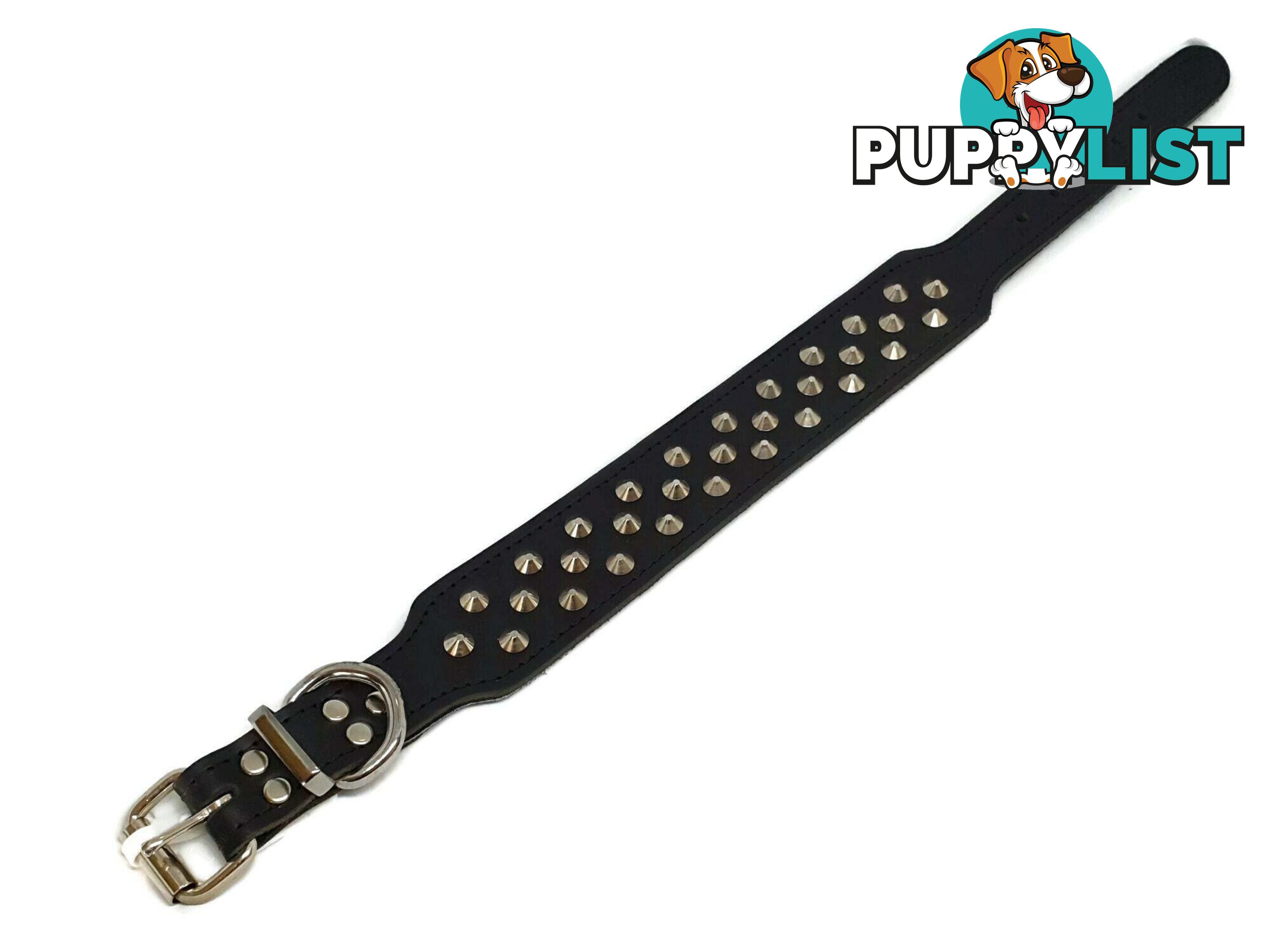 Staffy Leather Studded Dog Collar - Beau Pets - JPP-1043-BLK