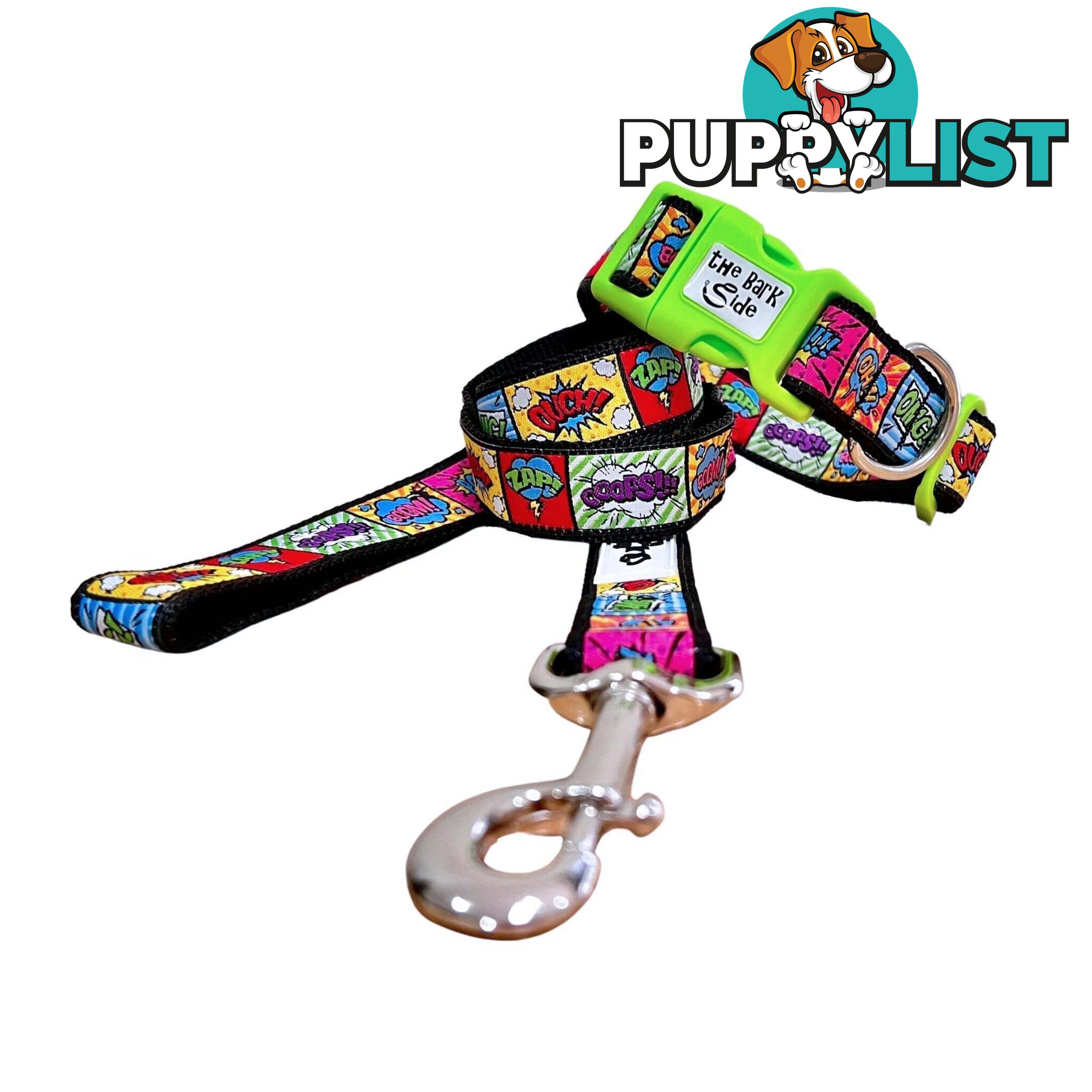 Comic Mania Dog Collar / XS - L - Hand Made by The Bark Side - TBSCOMXSBLU