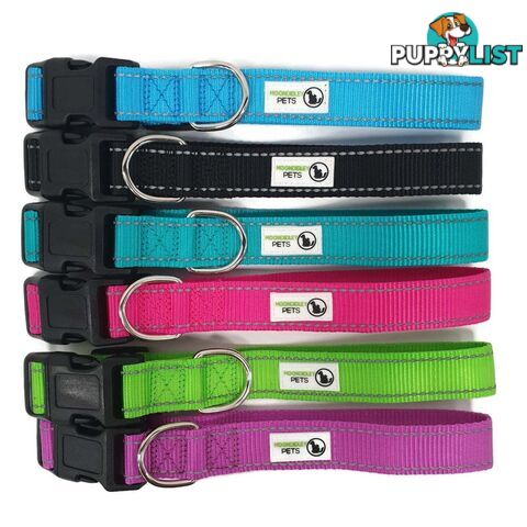 Nylon w/Reflective Stitching Dog Collar - Moondidley Pets - MDPCOLREFXSGRN