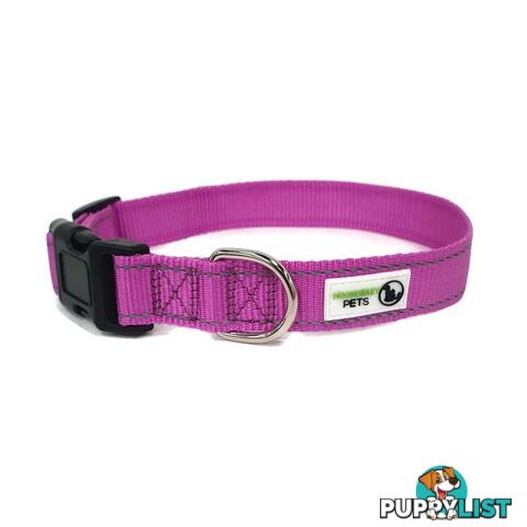 Nylon w/Reflective Stitching Dog Collar - Moondidley Pets - MDPCOLREFXSGRN