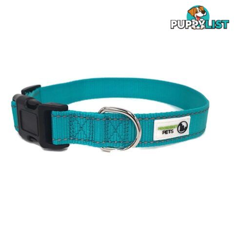 Nylon w/Reflective Stitching Dog Collar - Moondidley Pets - MDPCOLREFXSGRN